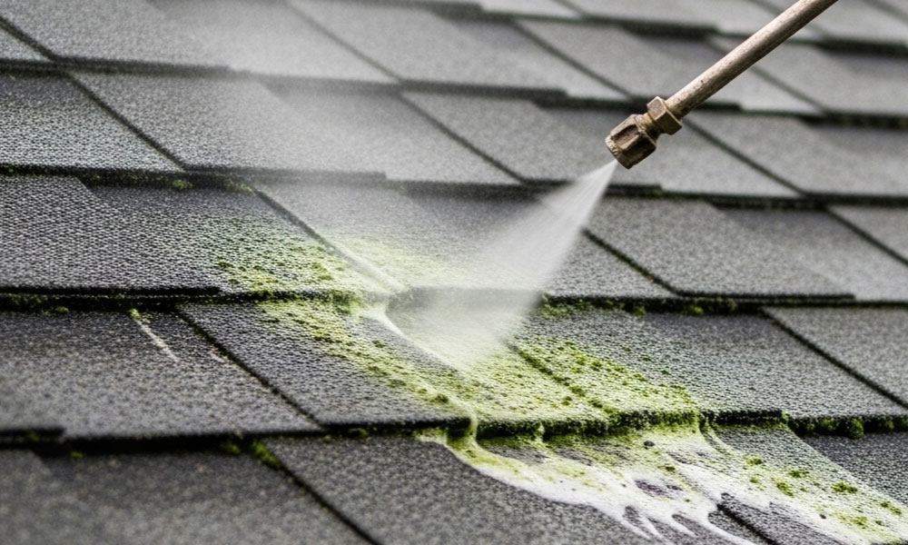 targetted soft washing roofs